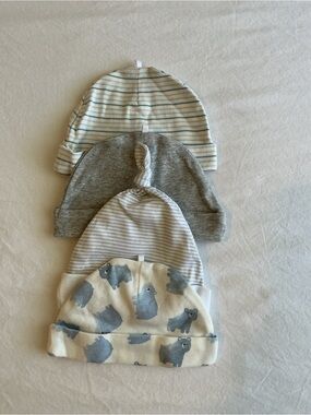 Gerber Baby Beanie Set - White, Gray, Light Blue